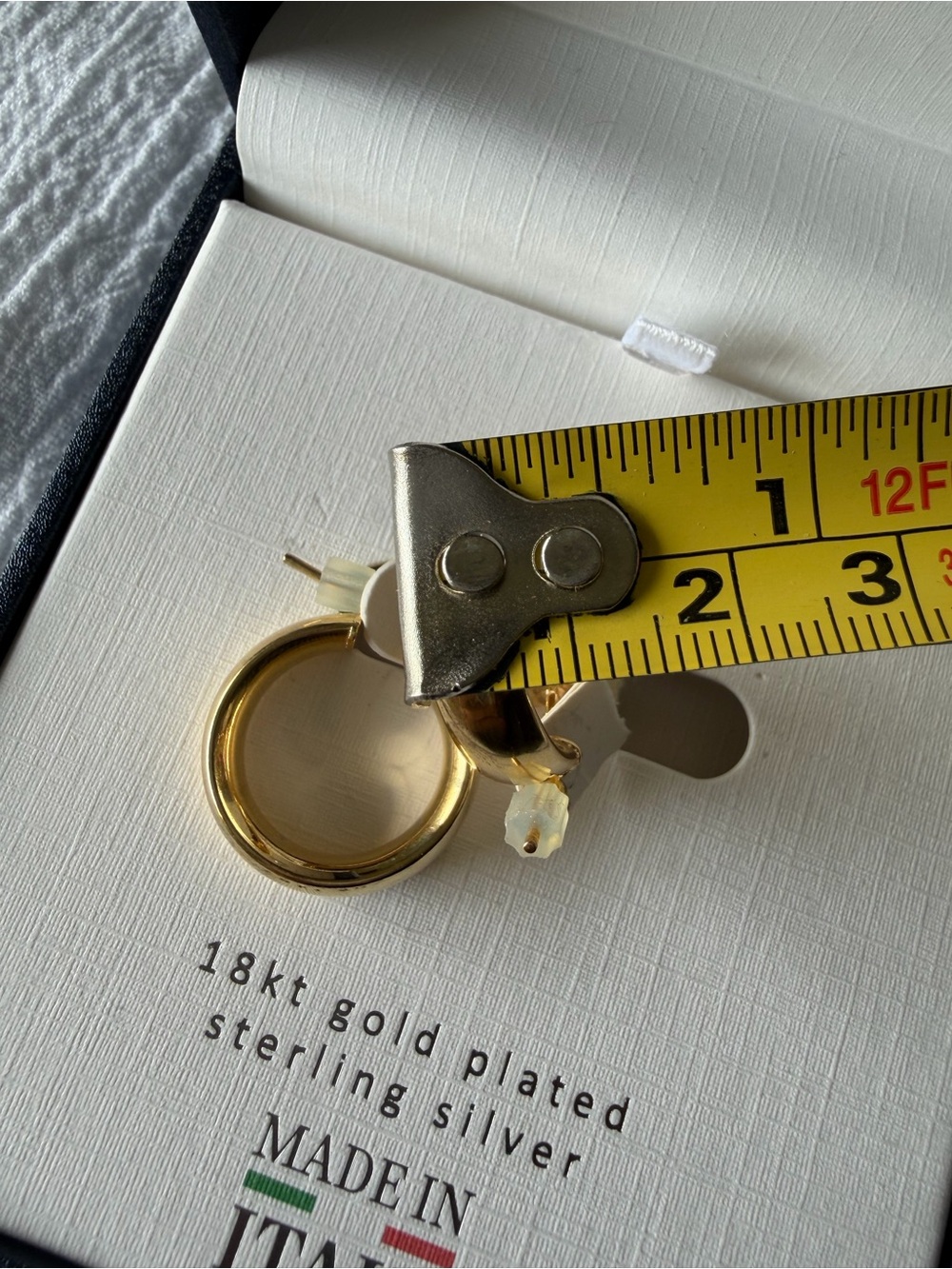 Lucia Mara 18kt Gold Plated Sterling Silver Hoop Earrings Italy NIB(B238) - Picture 9 of 9